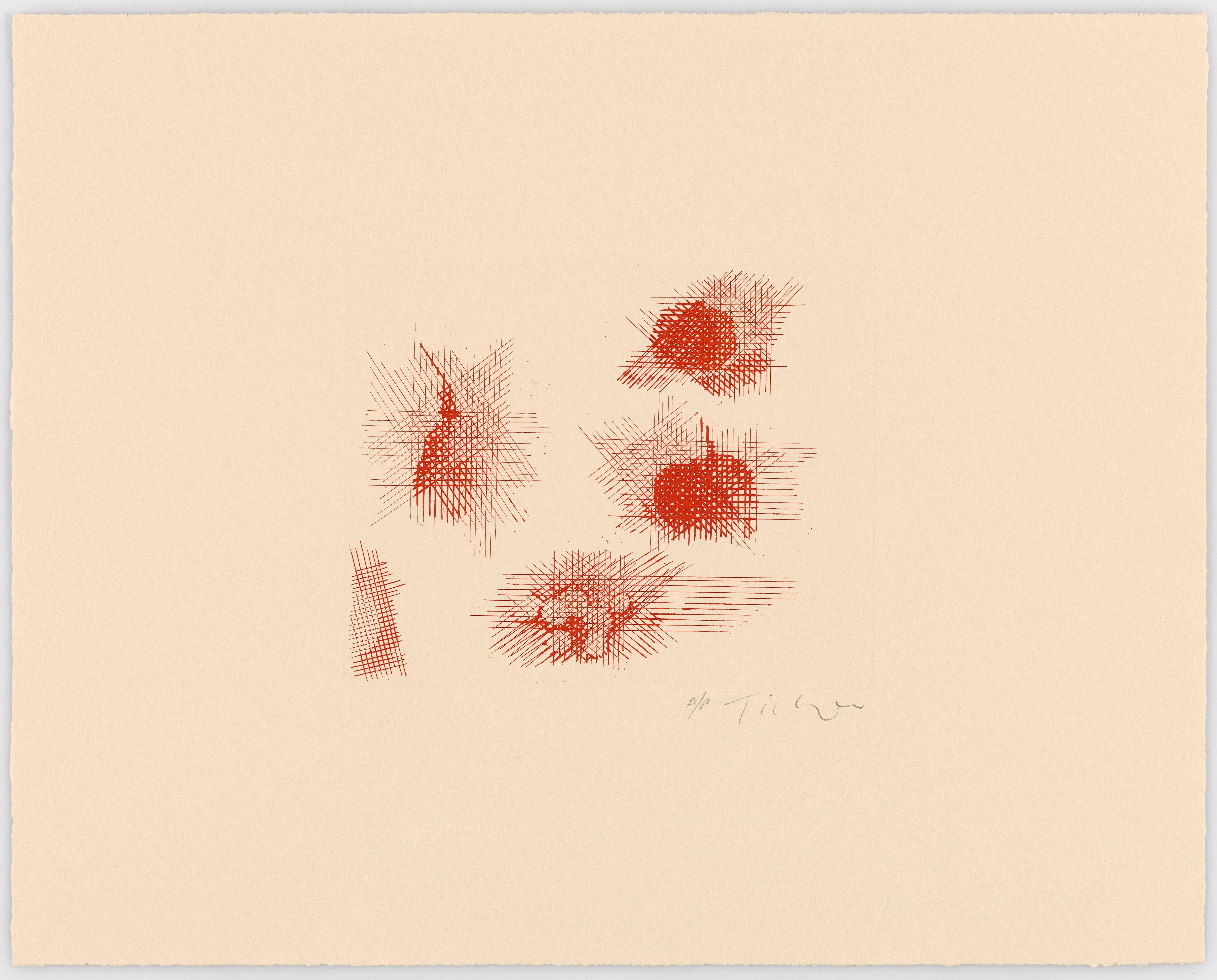 William Tillyer Abstract Print - Nature Table Red