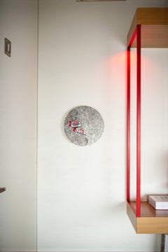 Relieve Lunar Textural Pasta Acrílica Autoendurecible Sobre Madera De Abeto Arte De Pared Circular