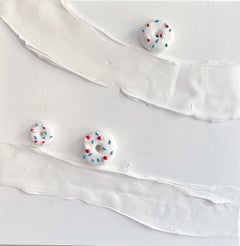 Relieve de pared «Invierno blanco» con figuras de azúcar y pastillas, escultura de arcilla espumosa