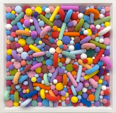 Play, Colorful Geometric Polymer Clay Wall Relief Abstract Pop Art Composition