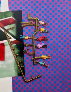 Original Large Colorful Surrealist Acrylic Painting with Small Human Figures
