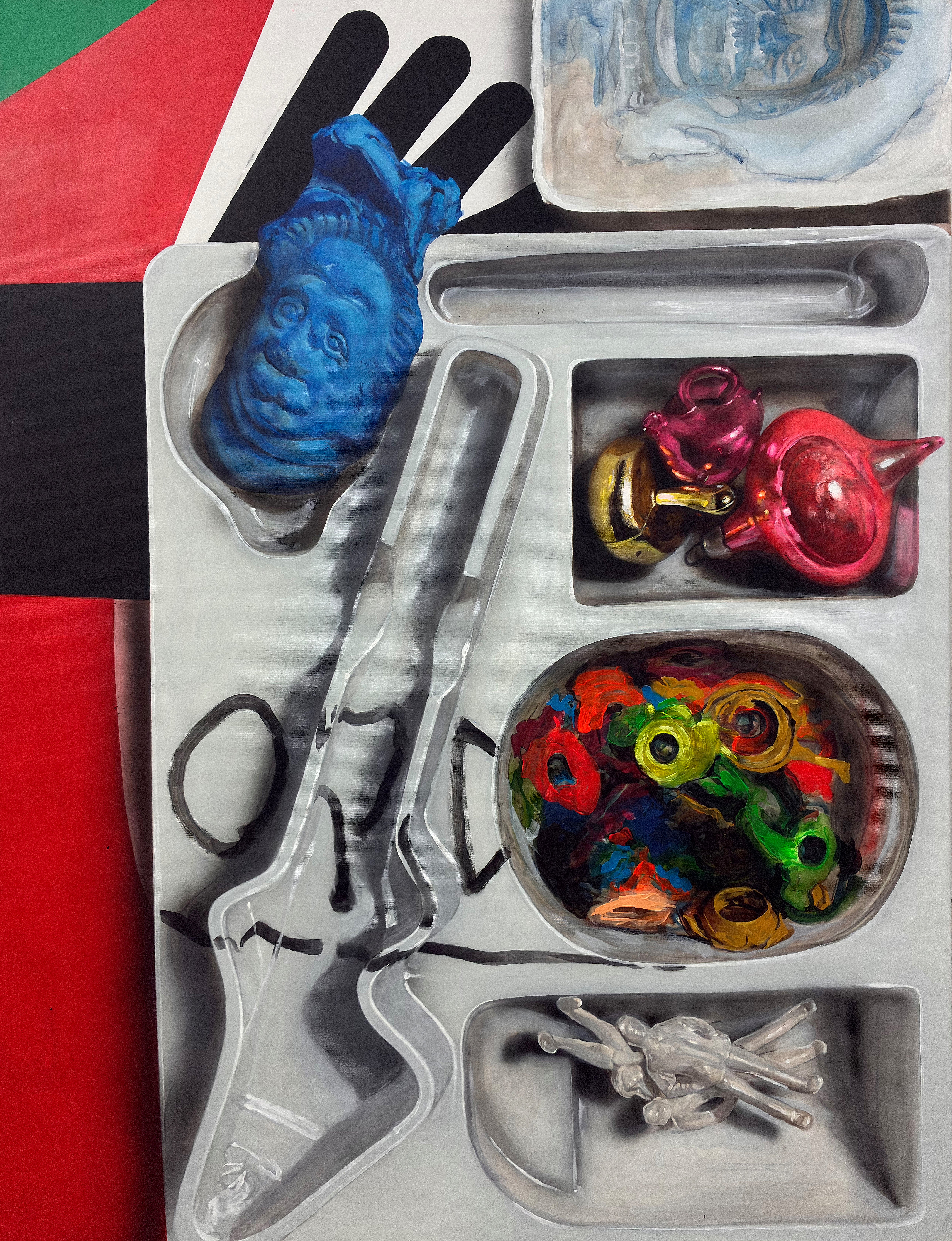 Chanivet Still-Life Painting - Contemporary Still Life Painting with Classical Sculpture and Pop Objects