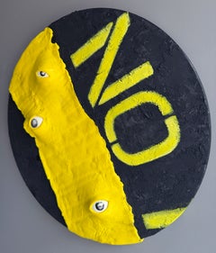Round Abstract Wall Sculpture in Foam Clay and Acrylic on Solid Wood