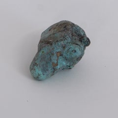 Pocket-Sized Verdigris Bronze Miniature Figurative Head Sculpture