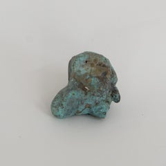 Pocket-Sized Verdigris Bronze Miniature Figurative Head Sculpture
