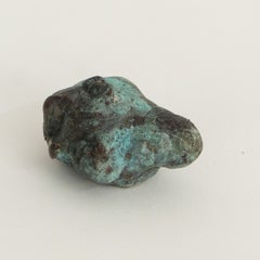 Weathered Verdigris Bronze Reclining Miniature Figurative Head Sculpture