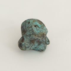 Weathered Verdigris Bronze Reclining Miniature Figurative Head Sculpture
