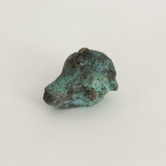 Turquoise Verdigris Bronze Reclining Miniature Head with Elongated Profile