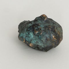 Turquoise Verdigris Bronze Miniature Head with Elongated Nose and Rough Patina