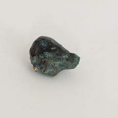 Turquoise Verdigris Bronze Miniature Head with Elongated Nose and Rough Patina