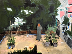 Contemporary Figurative Painting of Woman in Architectural Interior