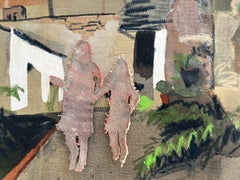 Contemporary Figurative Landscape Painting with Cut Canvas Collage