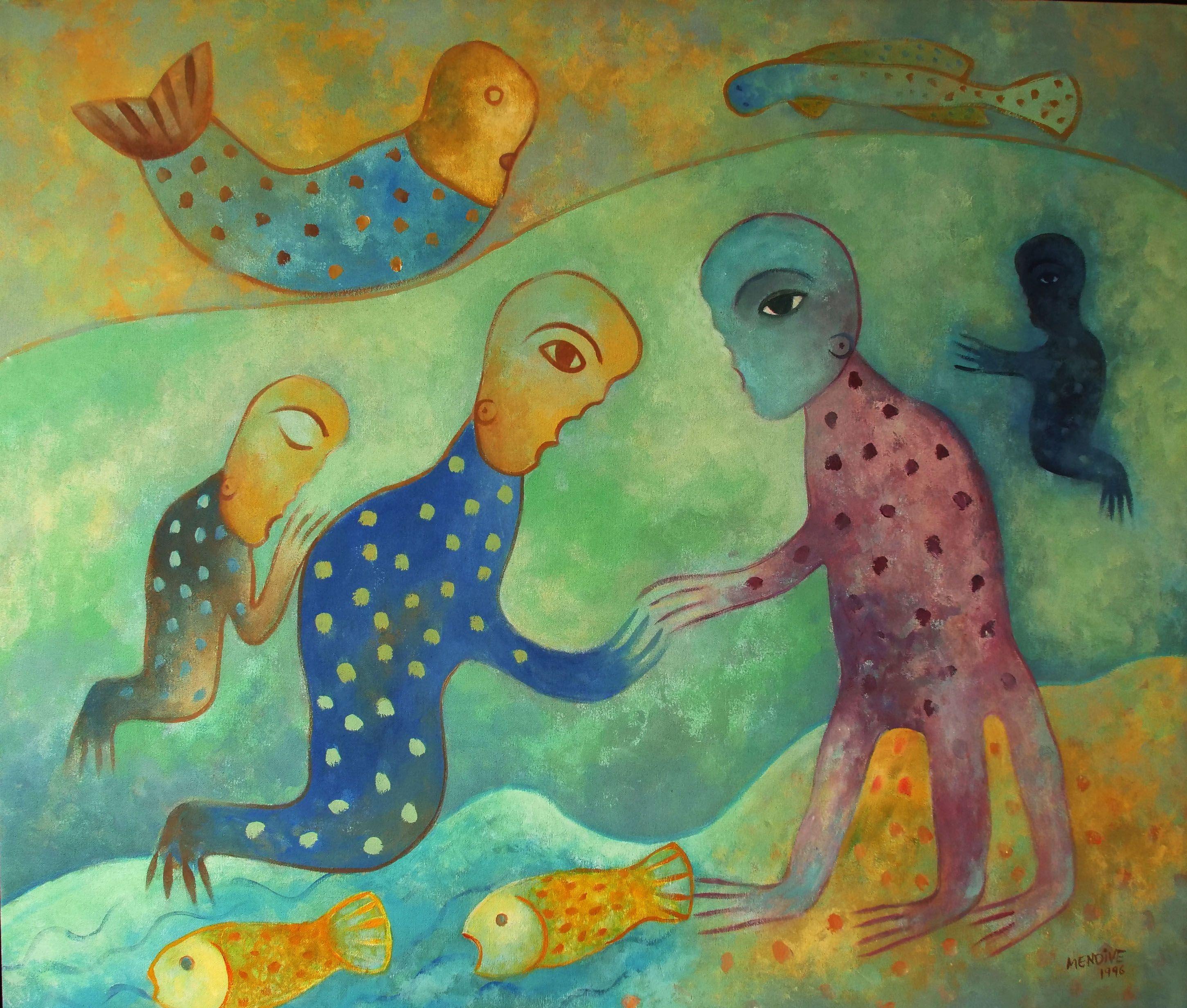 Manuel Mendive Abstract Painting - Untitled