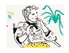 Celia with Green Plant - Print, Lithograph, Portrait, Contemporary Art, Pop art,