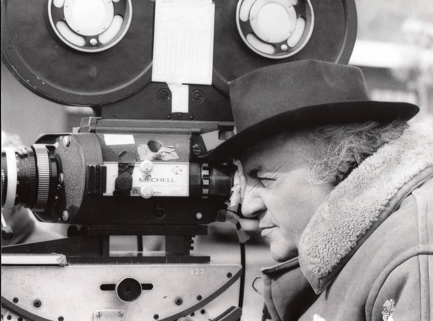 Unknown Black and White Photograph - Iconic director Federico Fellini on Set, c. 1973 Original press print