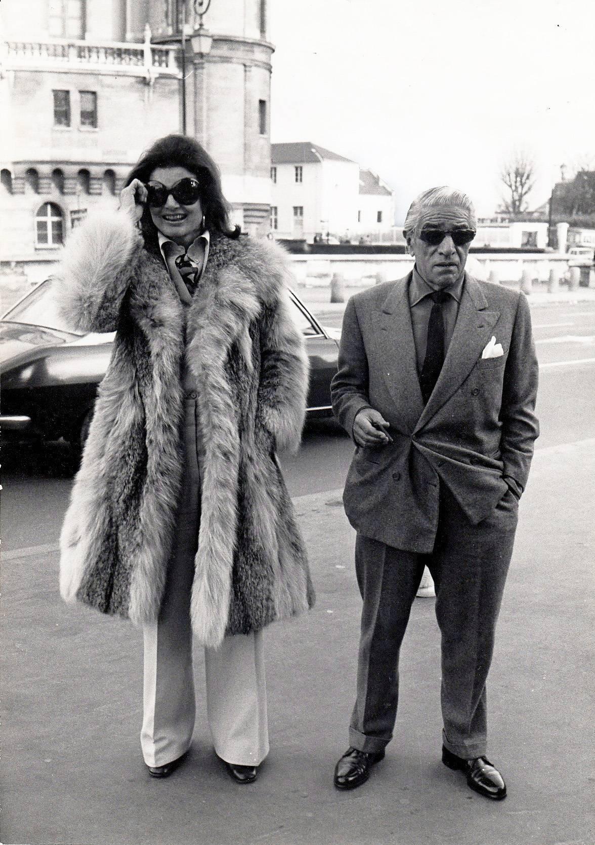 Daniel Angeli Black and White Photograph - Jackie & Aristotle Onassis, St. Germain en Laye, 1970 Original press print