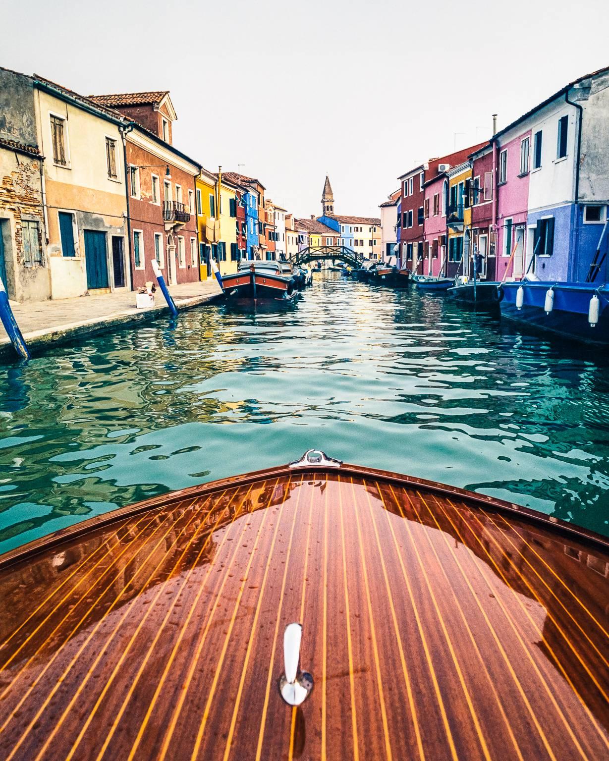 Olaf Tamm Color Photograph - Classic motorboat RIVA Olympic Burano, Italy