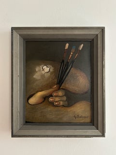 Georges Rohner (1913-2000) Still life painting oil canvas like a self-portrait