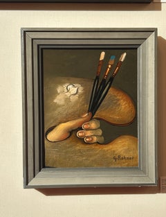 Georges Rohner (1913-2000) Still life painting oil canvas like a self-portrait
