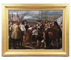 Antique Figurative Oil Painting after Velázquez, Surrender of Breda, Framed