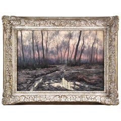Louis Clesse: Original-Ölgemälde „Belgische Winterlandschaft“, um 1920, gerahmt