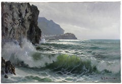 Original-Küstenlandschaftsgemälde von Salvatore Federico aus Capri, signiert, ungerahmt