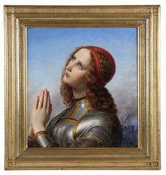 Hermann Anton Stilke, 1831, ritratto antico a olio di Giovanna d'Arco, incorniciato