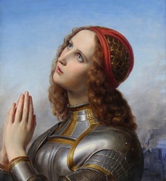 Hermann Anton Stilke, 1831 Joan of Arc Antique Portrait Oil Painting, Framed