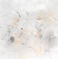 "Storm II", richement texturé, palette neutre, blanc, gris, minimaliste (NO BLUE)