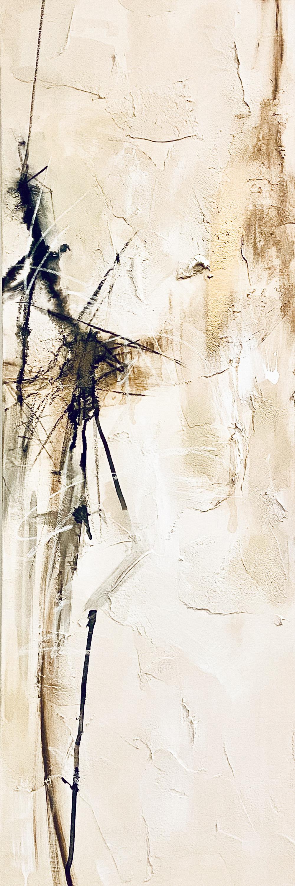 Michelle Thomas Artist Interior Painting - "Storm IV” Richly Textured, Neutral Palette, White, Buff, Beige, Minimalist