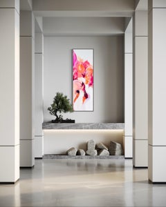 "Il colore di un bacio", con texture ricca, tavolozza rosa, bianco, beige, floreale