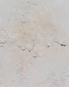 "Storm III", richement texturé, palette neutre, blanc, chamois, beige, minimaliste