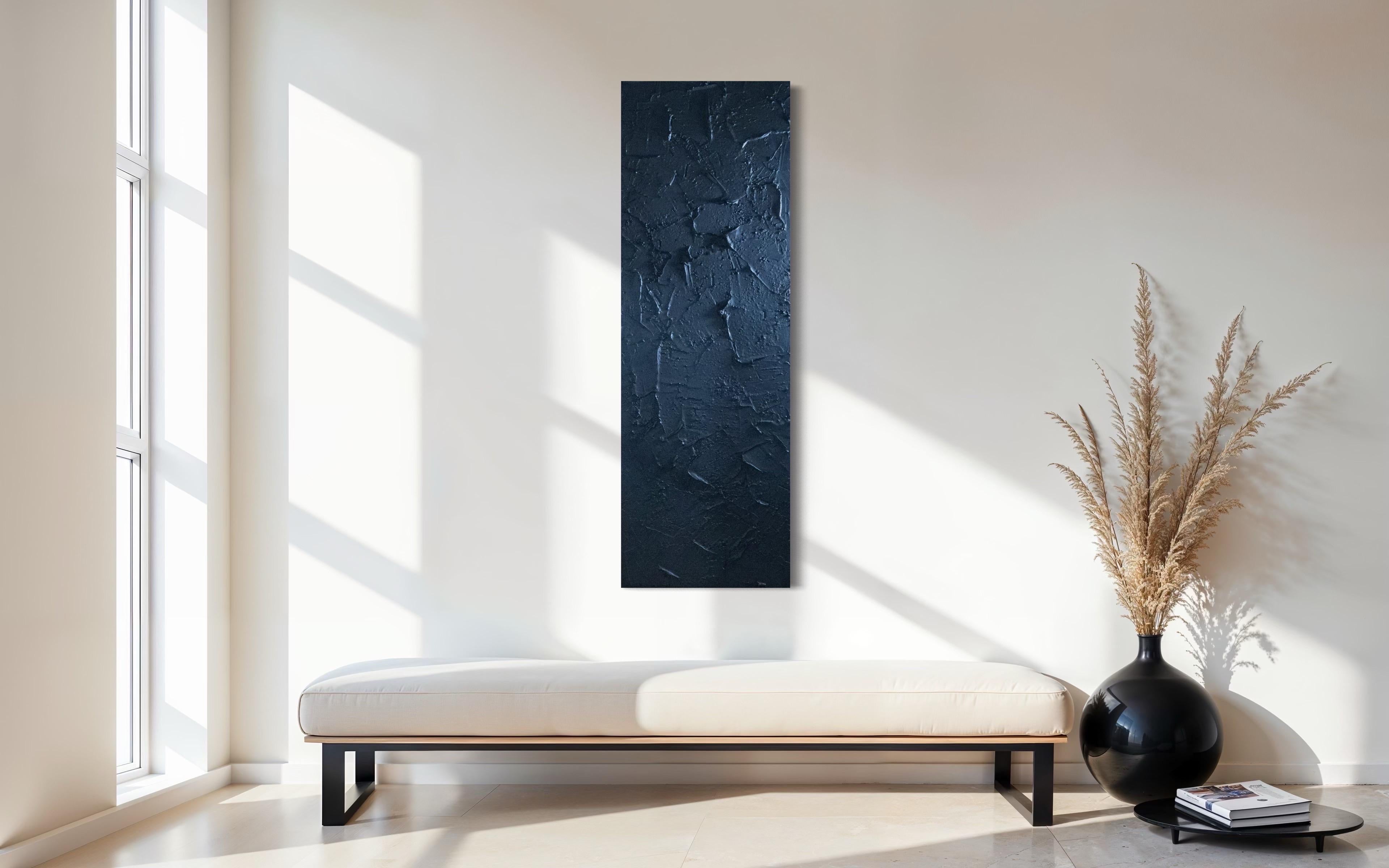 Raw - Black, Monochrome, Sculptural, Contemporary, Impasto, Minimal, Texture - Painting by Michelle Thomas Artist