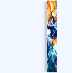 Sehnsucht - Perfekt für den Eingangsbereich, schmal, bunt, hoch, teal, gelb, hell