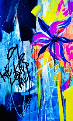 Michelle Thomas Artist - Urban Bloomscape - Blau, Floral, Gelb, Straße, Spaß, Modern, Contemporary Urban Bloomscape - Blau, Floral, Gelb, Straße, Spaß, Modern, Contemporary