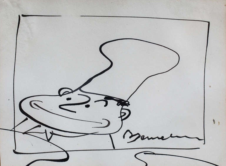 A Pen And Ink Study Of A Chef By Ludwig Bemelmans. The Sketch Is Signed Bemelmans In The Right Hand Corner.