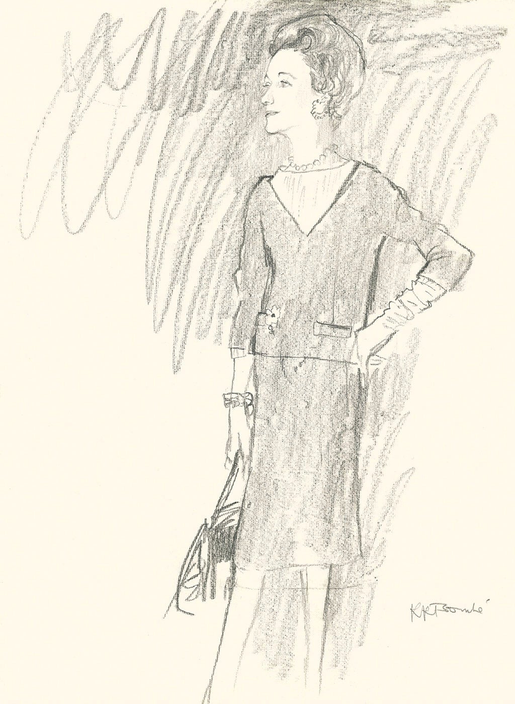 Portrait Of The Duchess Of Windsor - Art by René Bouché