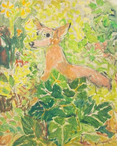 Portrait Of A Dog In Foliage