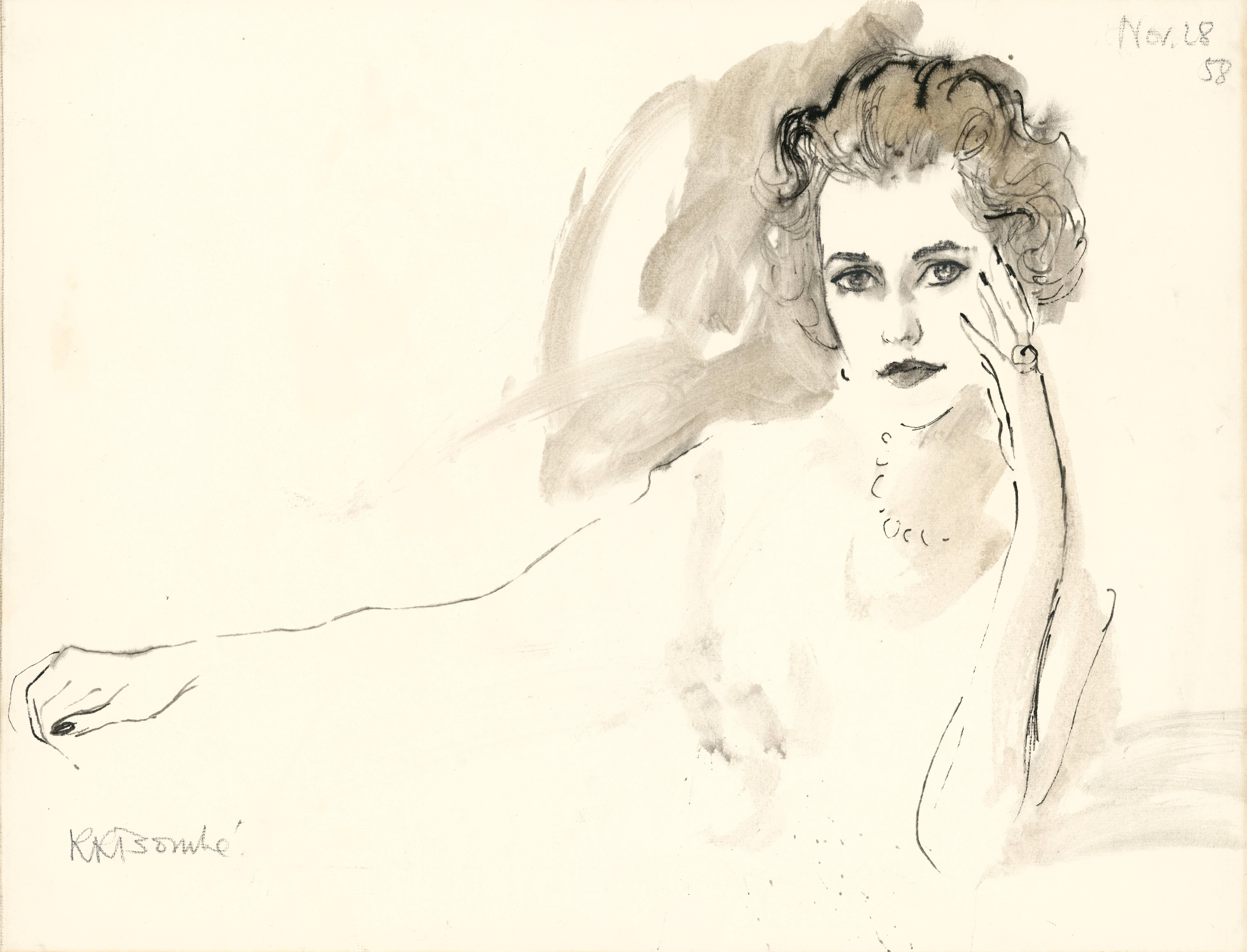 A Portrait Of Margaret, Duchess Of Argyll By Rene Bouche - Art by René Bouché