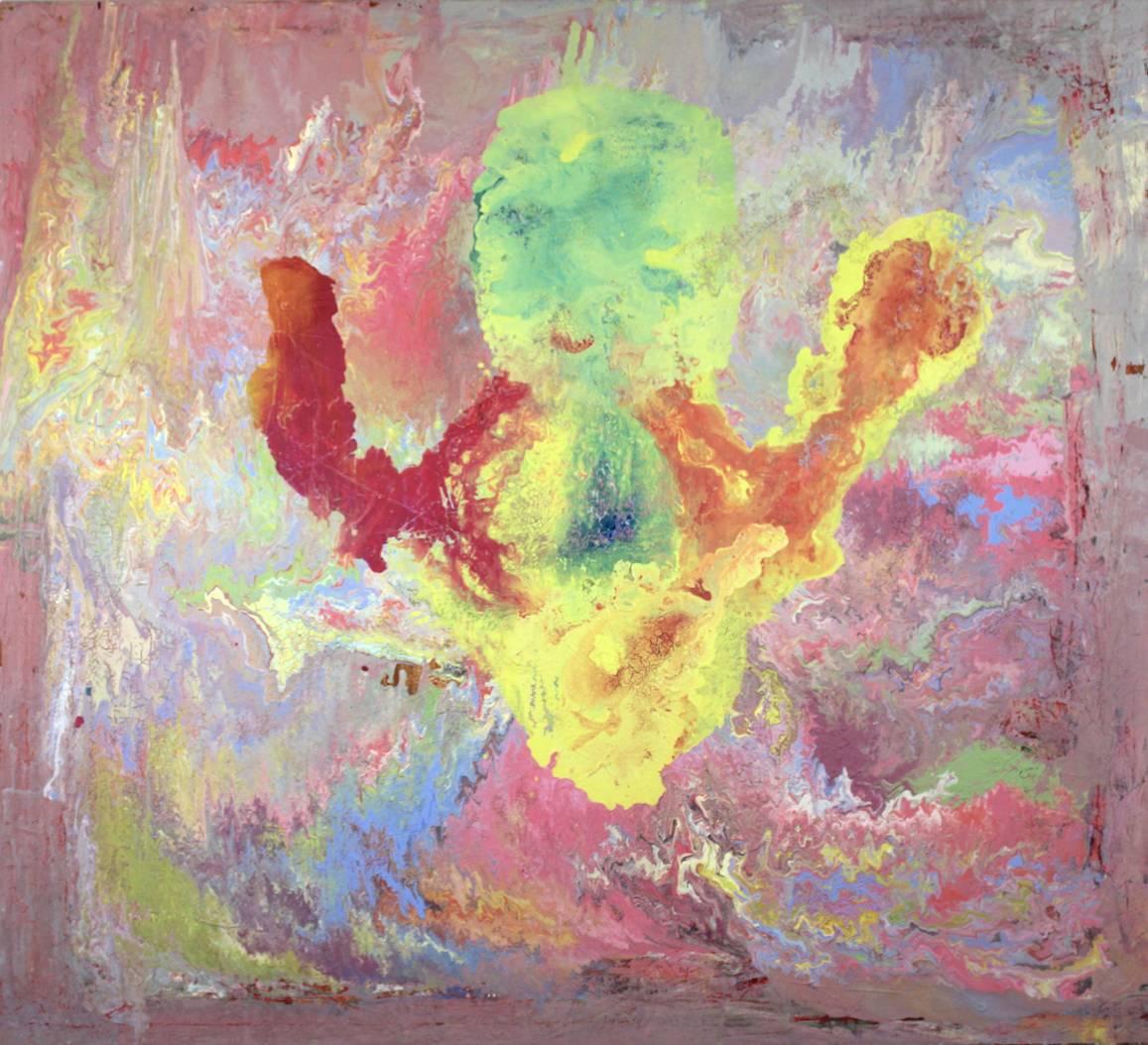 Harry van Gestel Abstract Painting - #35 Large composition Pink, Yellow, Red