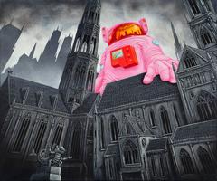 "Goodzilla" by Pieter Borst, Astronaut skyline, contemporary, pop surrealism