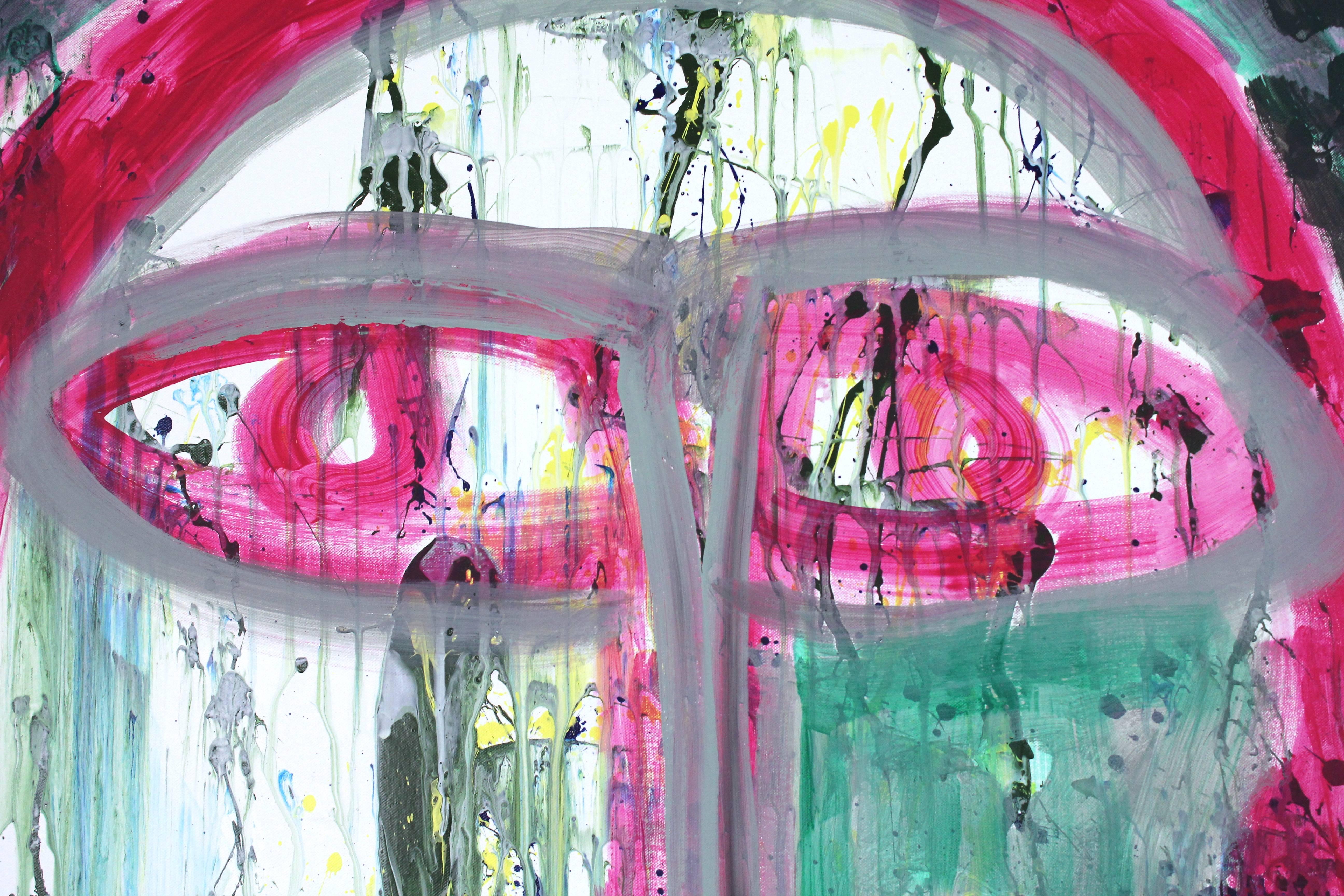 #101, Large abstract painting, Dutch contemporary, Faces - Painting by Harry van Gestel