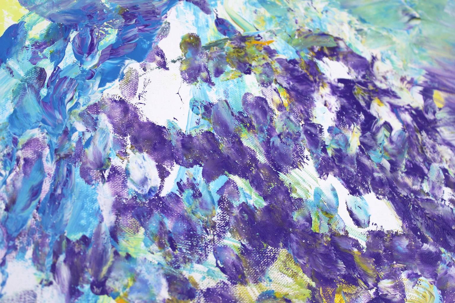 #2, Large abstract impressionism painting, Dutch contemporary, Blue, Purple - Painting by Harry van Gestel