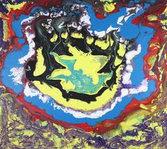 #94 Big abstract canvas, Dutch contemporary, Yellow, Purple, Blue, Black
