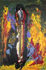 #99 Harry van Gestel, Dutch contemporary, canvas Black, Red, Yellow