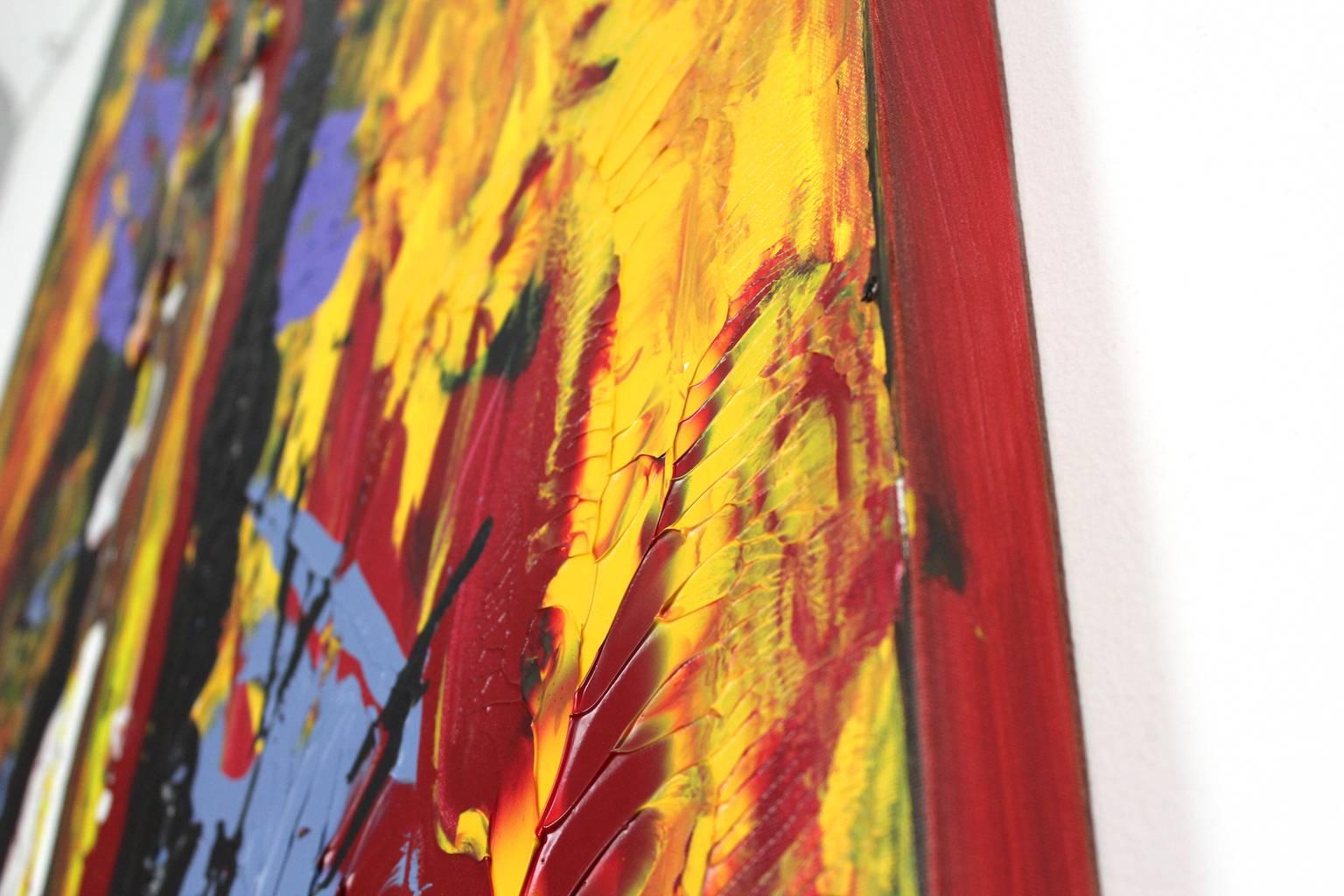 #99 Harry van Gestel, Dutch contemporary, canvas Black, Red, Yellow For Sale 4