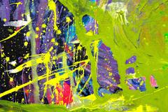 #21 Large painting, Harry van Gestel, Dutch modern, Green, Purple, Red