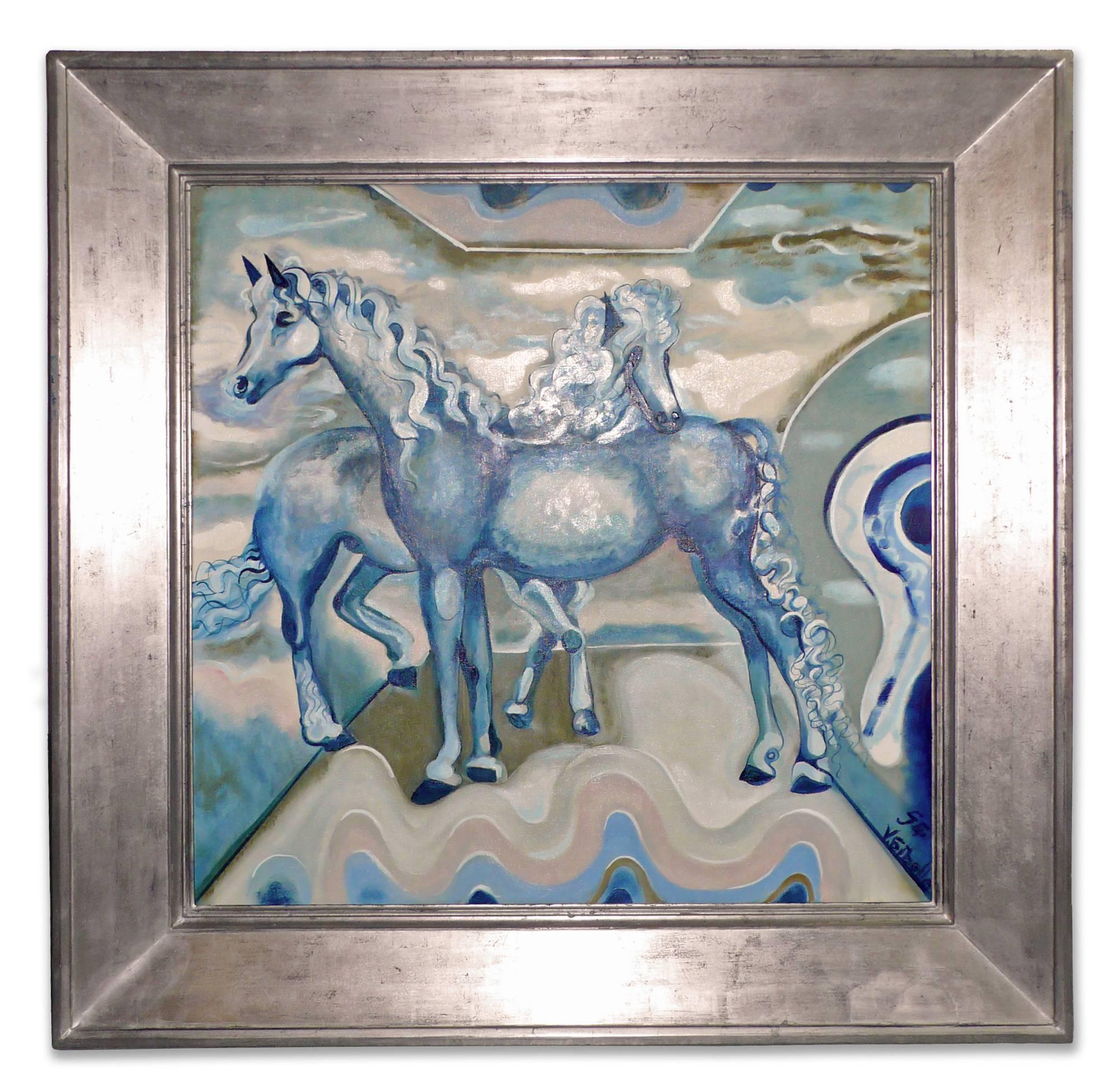 Animal Painting de Vilmo Gibello - Caballos azules, La pista de circo