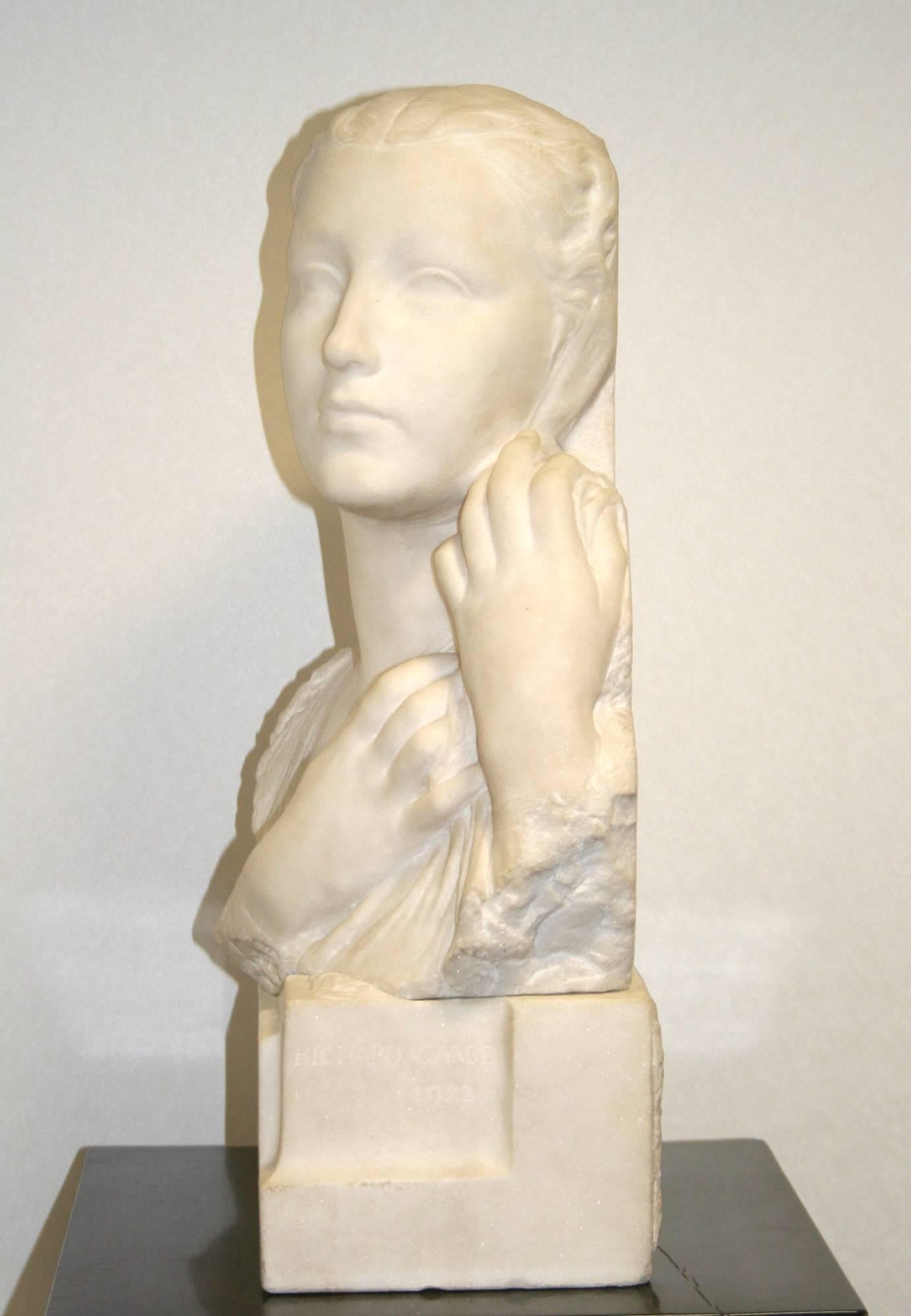 Marble Portrait of a Woman - Sculpture by Richard Garbe