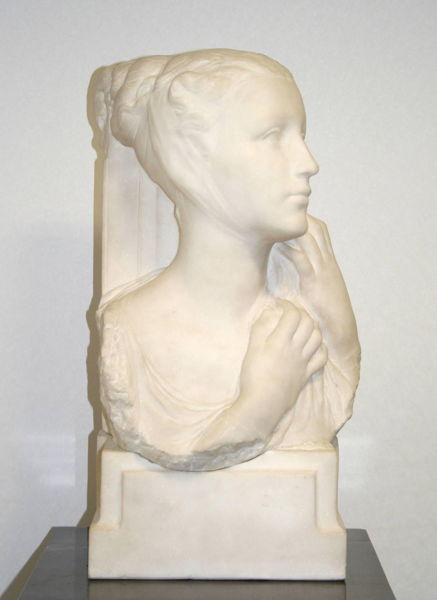 Richard Garbe Figurative Sculpture - Marble Portrait of a Woman
